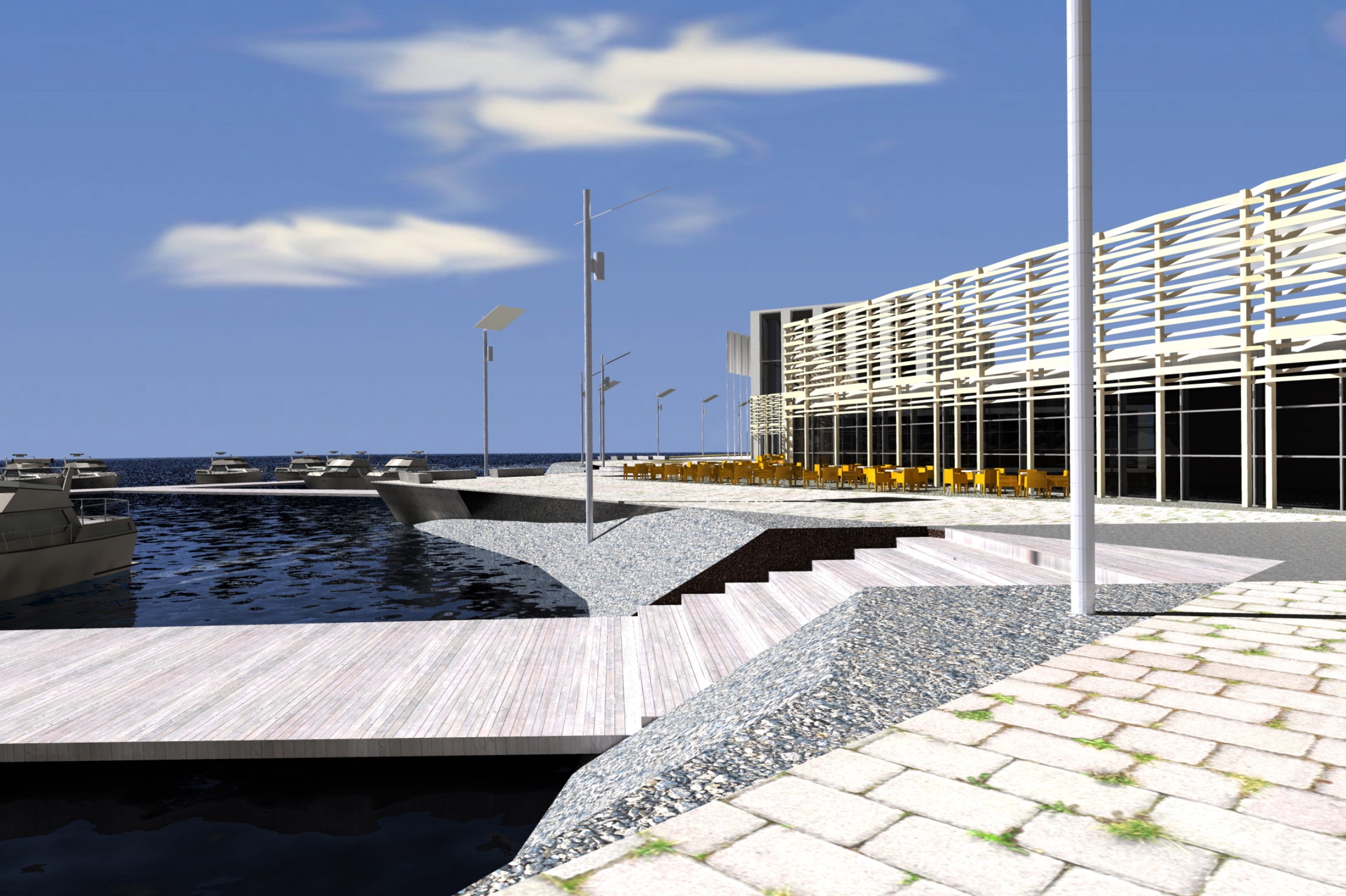 Marina sadamakompleks Riias. Arhitektid: Uko Künnap, Lauri Nõmme
