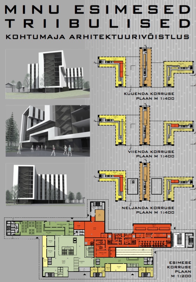 Kohtumaja arhitektuurikonkurss. Arhitektid: Uko Künnap, Andrus Vahrušev, Indrek Taukar